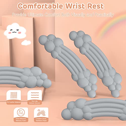 Cloud Wrist Rest Keyboard, Gray Cloud Palm Rest with PU Leather Memory Foam Cute Keyboard Rest for Wrist Support and Arm Rest, Desk Cloud Wrist Pad for PC Gaming/Hand Cushion/Computer/Office