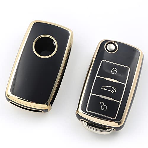 LCXJMWKL for VW Volkswagen Key Fob Cover, Compatible with VW Jetta Beetle Tiguan Passat Golf MK6 Polo