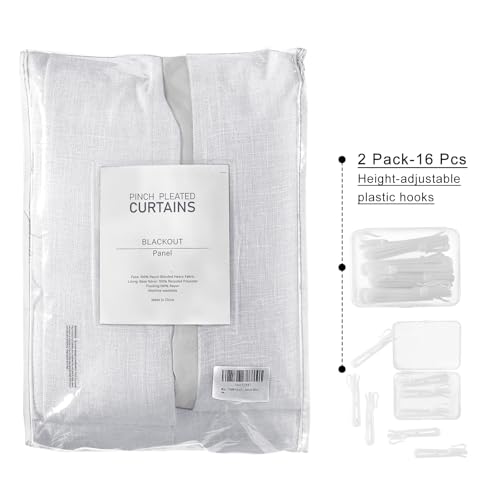 Red Thick 2-layer Linen Pinch Pleated Full Blackout Curtains for Bedroom - Two Pages Black Out Curtains 84 Inch Long 2 Panels Set for Living Room Darkening Thermal Window Curtains Drapes, 16 Hooks