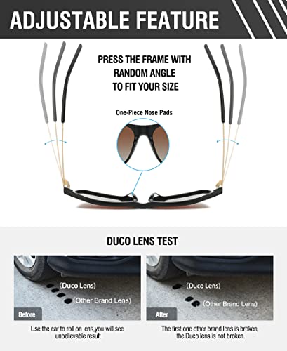 DUCO Polarized Sunglasses For Men Sunglasses Mens Sun Glasses For Driving Fishing Acetate Rectangle Frame 100% UV Protection 2143