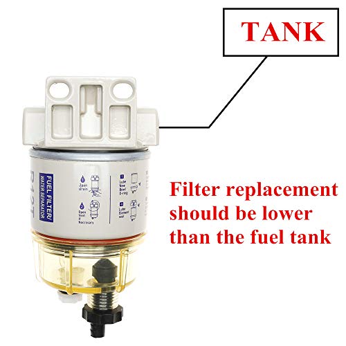 iFJF R12T Fuel Water Separator Marine 120AT NPT ZG1/4-19 Automotive Parts with Fitting -Complete Combo Filter Diesel Engine(Includes 2 fittings,2 plugs)