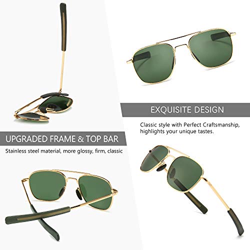 SUNGAIT 2 pairs Men's Military Style Polarized Pilot Aviator Sunglasses Bayonet Temples SGT285QH-QH-4