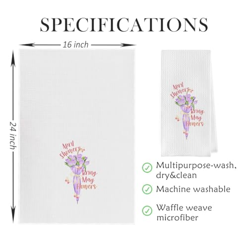 Geqtt Tulip Spring Kitchen Towels - Spring Gifts, Spring Hand Towels for Bathroom, 16x24 Purple Flower Spring Tea Towels for Kitchen Decorative, Spring Decor