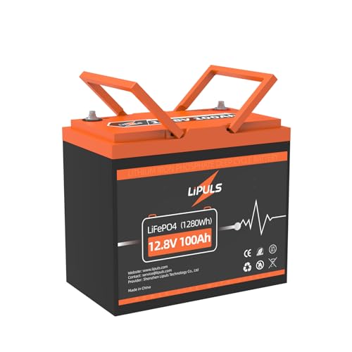 LIPULS 12V 100Ah LiFePO4 Lithium Battery (1-Pack), 4000~15000 Deep Cycle Lithium Iron Phosphate Battery, Built-in 100A BMS, Support in Series/Parallel, for RV, Camping, Trolling Motor, Off-Grid System