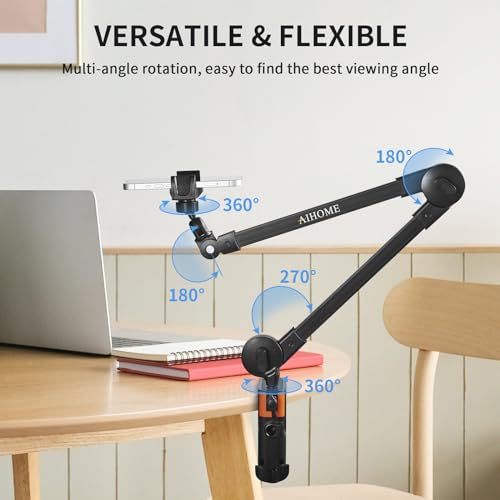 Phone Holder for Bed, Overhead Phone Mount with Adjustable Clamp Clip, Flexible Lazy Bracket Mount Clamp Clip for iPhone, Samsung, Google Pixel