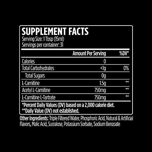 L-Carnitine 3000 Liquid | 3000 mg Carnitine Supplement | Zero Calorie Zero Sugar Keto Friendly for Men and Women – Great Tasting| 31 Servings (Gummy Bear, 16 fl. oz.)