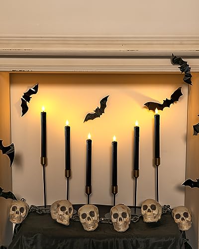 Homemory 3 Pcs Flameless Taper Candles with Remote Timer Dimmer, 9.6" White Flickering Candlesticks Battery Operated, Realistic Plastic LED Candles for Fireplace Wedding Seasonal Indoor Decorations