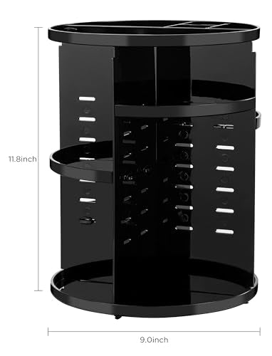 HBlife 360 Rotating Makeup Organizer Adjustable Carousel Large Capacity Revolving Perfume Organizer Skincare Organizers Cosmetic Storage Spinning Holder for Vanity, Black