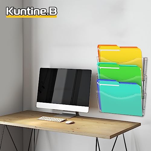 Kuntine.B 3 Pack Clear Single Pocket File Holder Hanging Wall Organizer, Wall Mount Mails Magazines Organizer for Office and Home