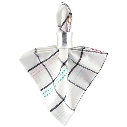 DII Cotton Plaid Napkin Set Machine Washable, 20x20, Butcher Block, 6 Count