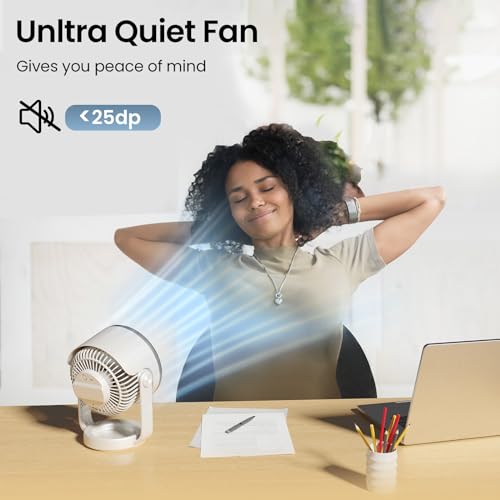 Desk Fan, 10 inch Air Circulator Quiet Operating Fan For Bedroom, 70ft Strong Airflow, Portable Fan Battery Operated Fan with USB, Personal Fan Rechargeable Fan For Office & Living Room & Outdoor