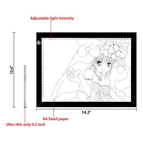 LitEnergy A3 LED Copy Board Light Tracing Box, Ultra-Thin Adjustable USB Power Artcraft LED Trace Light Pad for Tattoo Drawing, Streaming, Sketching, Animation, Stenciling
