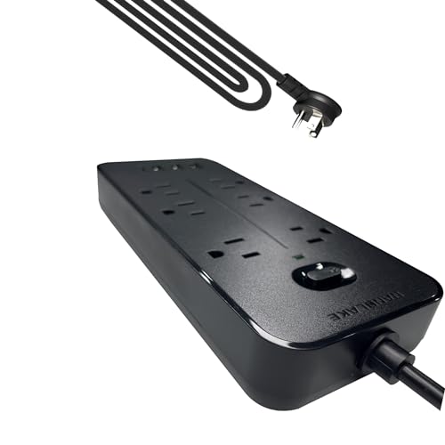 Power Strip Surge Protector with USB Ports (3A&1C),6FT Extension Cord, 6 AC Outlets, 1700 Joules Protection - Compact & Wall-Mountable, Ideal for Home, Office & Dorm (Bright Black)