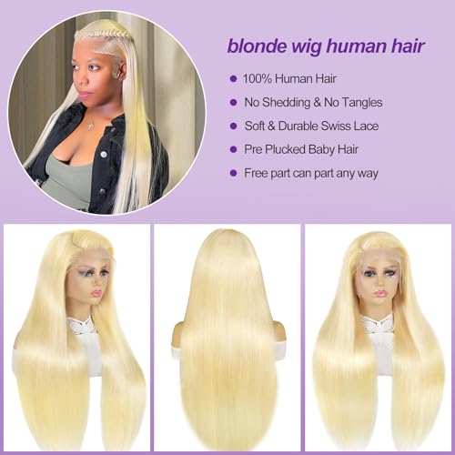 XUDXUD 360 613 Lace Front Wig Human Hair Blonde Straight 200 Density HD Lace Front Glueless Pre Plucked Full Lace Wigs Human Hair 613 Frontal wig 40Inch
