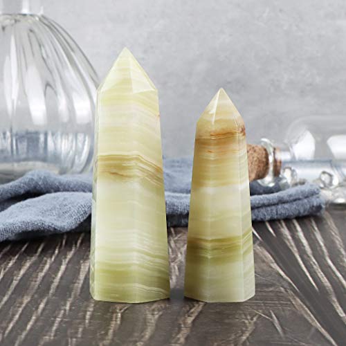 SMQ Purple Mica Healing Crystal Wands Chakra Sets,2pcs 70/60mm Tumbled 6 Facet Single Point Tower Wand Kits for Meditation Therapy Decor with Gift Box
