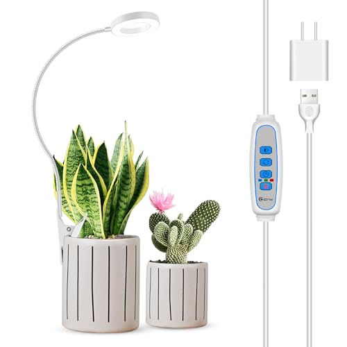 Xuligron Grow Lights for Indoor Plants, LED Full Spectrum Plant Light for Indoor Plants, Halo Plant Growing Lamp with Clip, 3 Light Modes, 6/12/16H Timer, 5 Level Dimmable Indoor Grow Lights