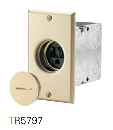EATON TR5797 Tamper Resistant Floor Box Receptacle, 125 V, 15 A, 2 Pole, 3 Wire, Black and Brass