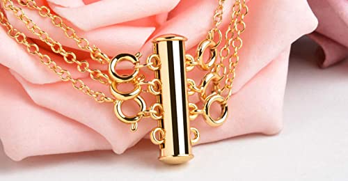 OHINGLT Necklace Layering Clasps Magnetic Slide Lock Clasp Necklace Connector Multi Strands Slide Tube Clasps