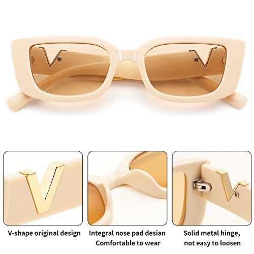 FEISEDY Small Rectangle Sunglasses for Women Men Vintage Trendy Y2K Rectangular Sunglasses B9066