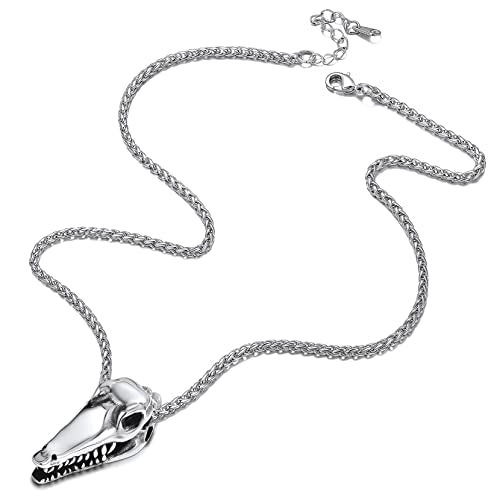 Richsteel Stainless Steel Crocodile Skull Pendant Necklace Men Punk Rock Necklaces