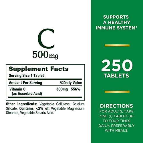 Nature's Bounty Vitamin C, Supports a Healthy Immune System, Vitamin Supplement, 500mg, 250 Tablets