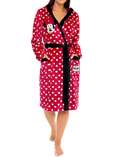 Disney Women's Robe | Minnie Mouse Bathrobe | Fluffy Robe for Women Size Small Red