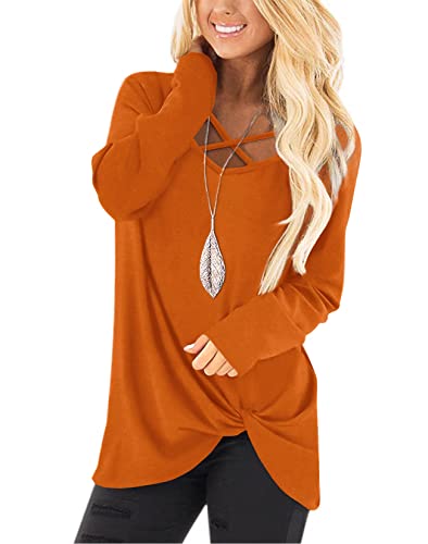 NIASHOT Womens Halloween Shirts Fall Tunic Tops for Leggings Orange L