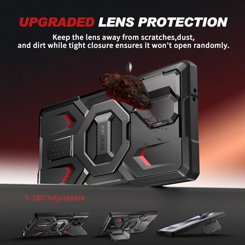 TONGATE for Samsung Galaxy S24 Ultra Case Compatible with MagSafe, [Ring Stand & Camera Cover Kickstand] Drop Shockproof Rugged Protection Phone Case for S24 Ultra with Screen Protector 6.8", Black