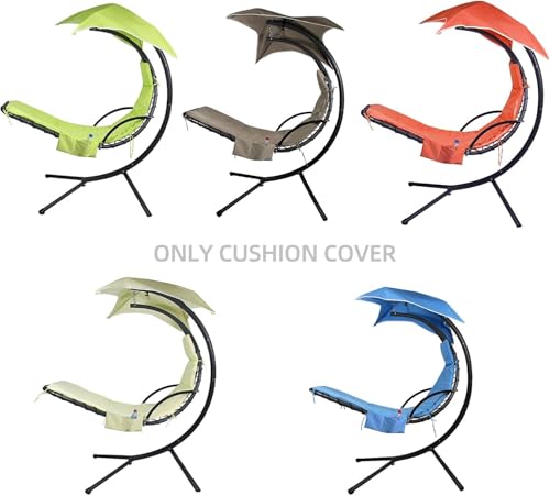 Outdoor Hanging Lounge Chair Replacement Cushion Cover and Umbrella Fabric, Made for Patio Curved Chaise Hammock Floating Swing Chair Pads, Waterproof Soft Fabric (Cushion Not Included), Blue