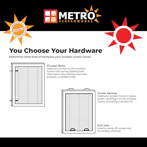 Metro Screenworks Custom Window Screens Fully Assembled and Ready to Install - Window Screen Replacement for House, (Almond) Pre-Framed Mesh Replacement Window Screens, Home, Patio, & More