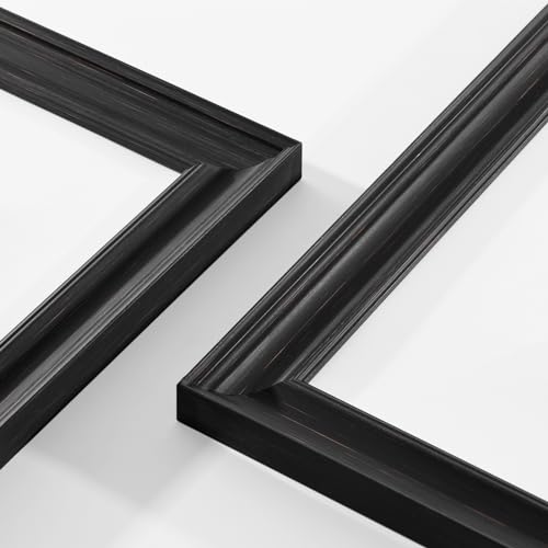 Vittanly 4x6 Picture Frames Set of 2, Display 3.5x5 Pictures with Mat or 4x6 without Mat, Rustic Picture Frames for Wall Mount or Tabletop Display, Photo Frame Collage for Wall Decor, Black