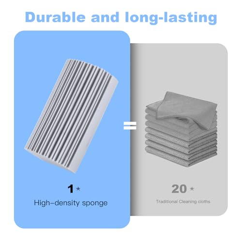 YFUIF 2-Pack Damp Clean Duster Sponge, Magic Sponge Eraser Baseboard Cleaner Tool, Dusters for Cleaning Blinds, Glass, Vents, Railings, Mirrors,Window Track Grooves and Faucets