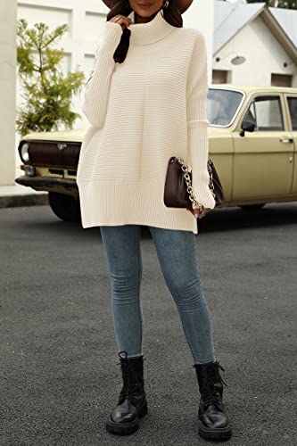 EFAN Women's Turtleneck Oversized Sweaters Fall Outfits Clothes Trendy Long Pullover Knit Winter Tunic Tops Taro M