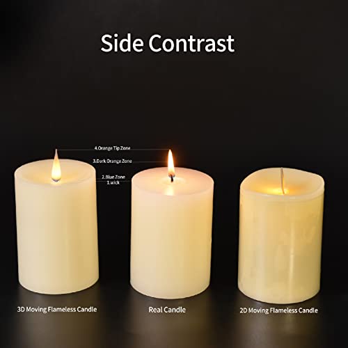 CozierGlowWax Flameless Pillar Candles Flickering with String Lights, 3D Moving Flame Candles with Remote Timer, Set of 3, 3 x 4, 5, 6 Inches, Remote Included (Pink)