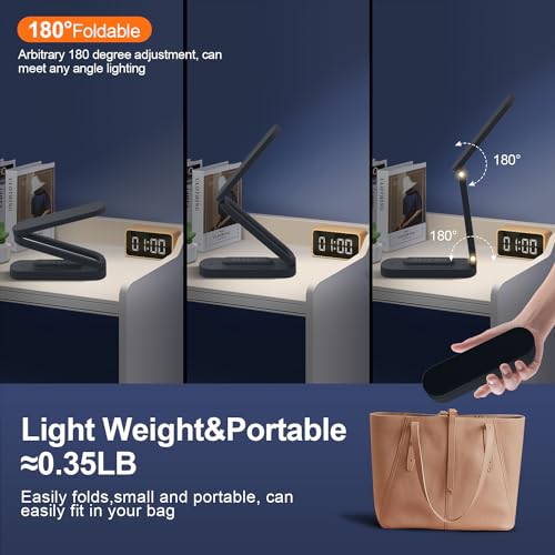 Giryuhd LED Desk Lamp for Office Home & Battery Operated Lamp Rechargeable Lamp Foldable & Portable Light, LED Desk Light Strip, 3 Brightness Dimmable Small Desk Lamp Wireless Reading Lamp(2PACK)