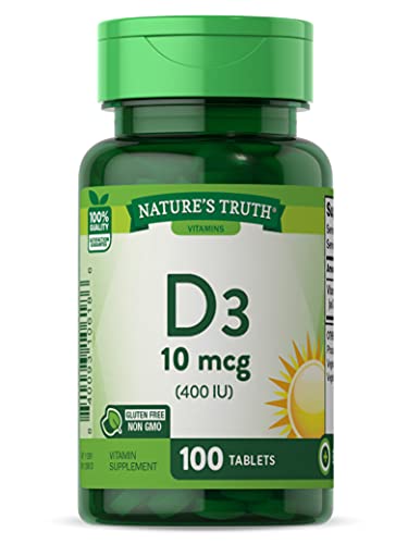 Nature's Truth Vitamin D3 400 iu (10 mcg) |100 Tablets | Vegetarian, Non-GMO, & Gluten Free Supplement