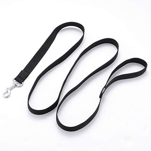Siumouhoi Strong Durable Nylon Dog Training Leash, 1 Inch Wide Traction Rope, 6 ft 10ft 15ft Long, for Small and Medium Dog (Black, 6 Feet)