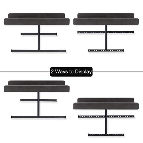 Keebofly Hanging Wall Mounted Jewelry Organizer with Rustic Wood Jewelry Holder Display for Necklaces Bracelet Earrings Ring Set of 2 Black,[Patented]