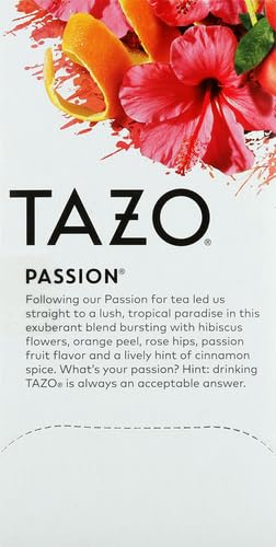 TAZO Passion Herbal Tea Bags, Iced or Hot, Caffeine-Free, 20 Total Tea Bags