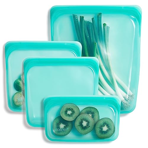 Stasher Premium Silicone Reusable Food Storage Bags, 4-Pack, Tie Dye Multi | Multi-Use Food Storage Bags, Lunch Bag, Travel Containers | BPA Free, Leak-free, Dishwasher-Safe, Eco-friendly