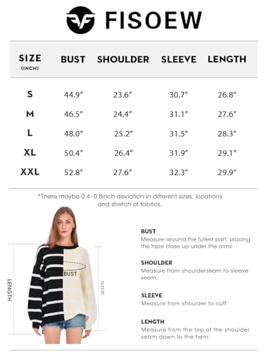 Fisoew Womens Striped Pullover Sweater Crew Neck Long Sleeve Knitted Color Block Casual Loose Lightweight Sweaters for Women Army Green