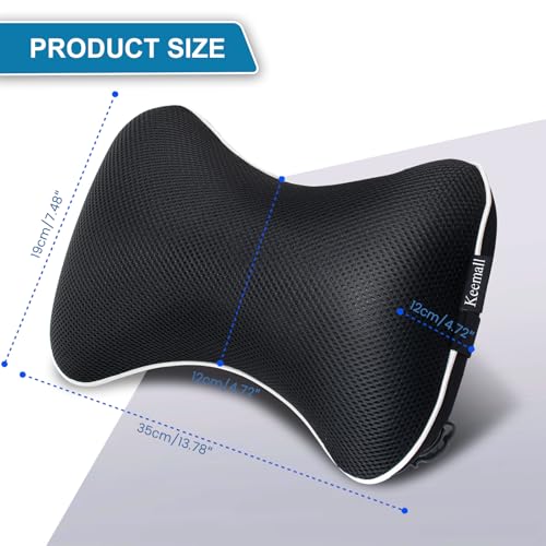 Keemall Car Neck Pillow, Soft Headrest Inflatable Car Pillow for Driving Seat with Adjustable Strap, Comfortable Ergonomic Design Neck Support and Breathable Washable Cover (Black 1 Pack)