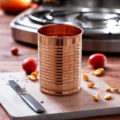 2 Activelife Bean Tin Plan Design Pure Copper Tumbler Set of 2 | Drinking Water with Copper Cups | Premium Quality Copper Tumblers for Home, Office, Hotel, Travel, and Gifting - Set of 2 12oz