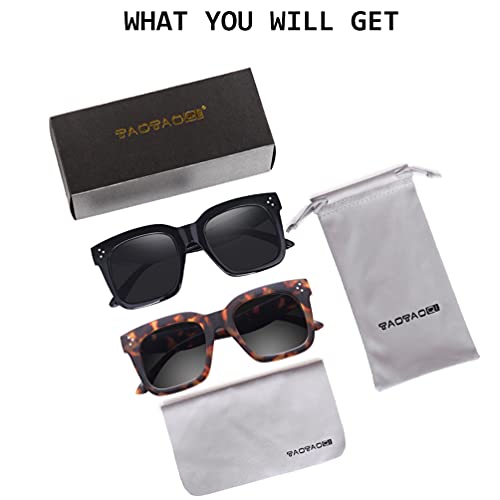 TAOTAOQI Vintage Women Oversized Sunglasses Designer Luxury Square Sun Glasses UV400 Protection Flat Lens (Black Frame Black Gradient Lens, 51)