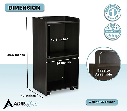 AdirOffice Podium with Wheels, Hostess Stand for Restaurant, Rolling Podium Stand, Black
