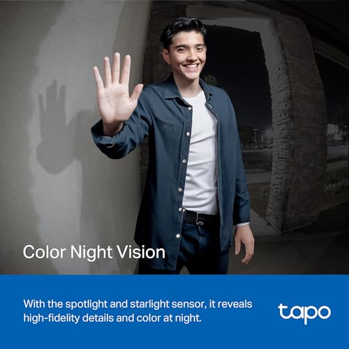 Tapo TP-Link Video Doorbell | Battery or Wired | 180° Ultra-Wide Head-to-Toe View | Ring Call | 2K QHD | Free Package/Person Detection | Local & Cloud Storage | Full Color Night Vision D225