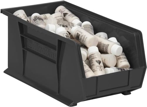 Akro-Mils AkroBins 30240 Plastic Hanging Stackable Storage Organizer Bin, 15-Inch x 8-Inch x 7-Inch, Black, 12-Pack