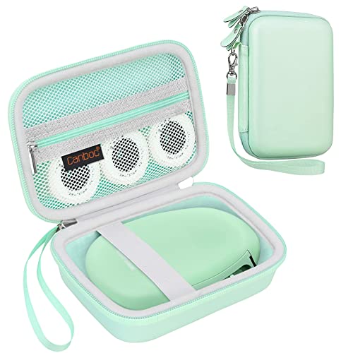 Canboc Hard Case for SUPVAN E10 Portable Label Maker Machine with Tape, Mesh Bag fits Tape and USB Cable, Green