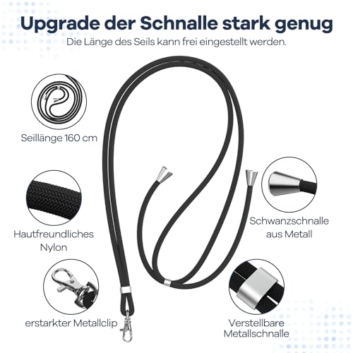 caslord Phone Lanyard, 2× Patches, 1× Polyester Adjustable Strap, Adjustable and Removable Universal Cell Phone Multifunctional Patch Lanyards Compatible with Most Smartphones-Beige