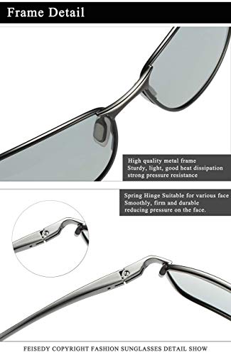 FEISEDY Classic Polarized Photochromic Sunglasses Driving Photosensitive Glasses B2444